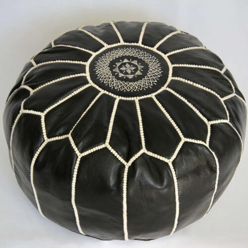 Læderpuf mønster, sort