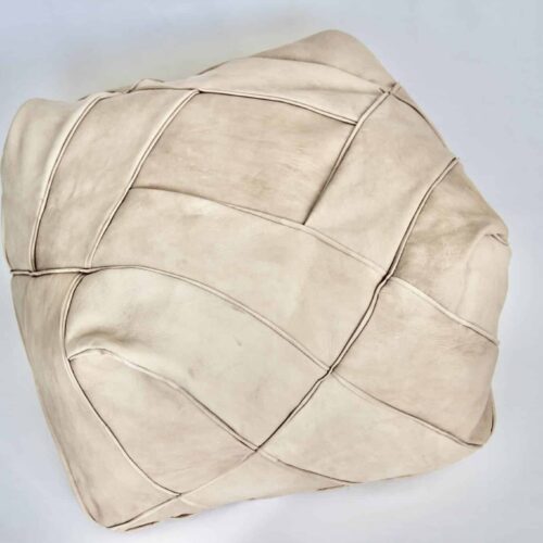 Læder puf flet - natur