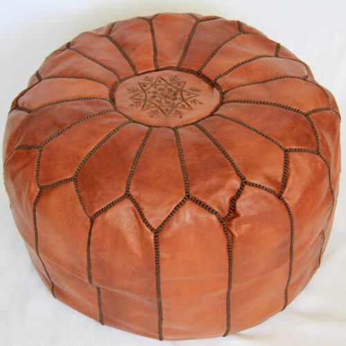 Stor læderpuf, cognac