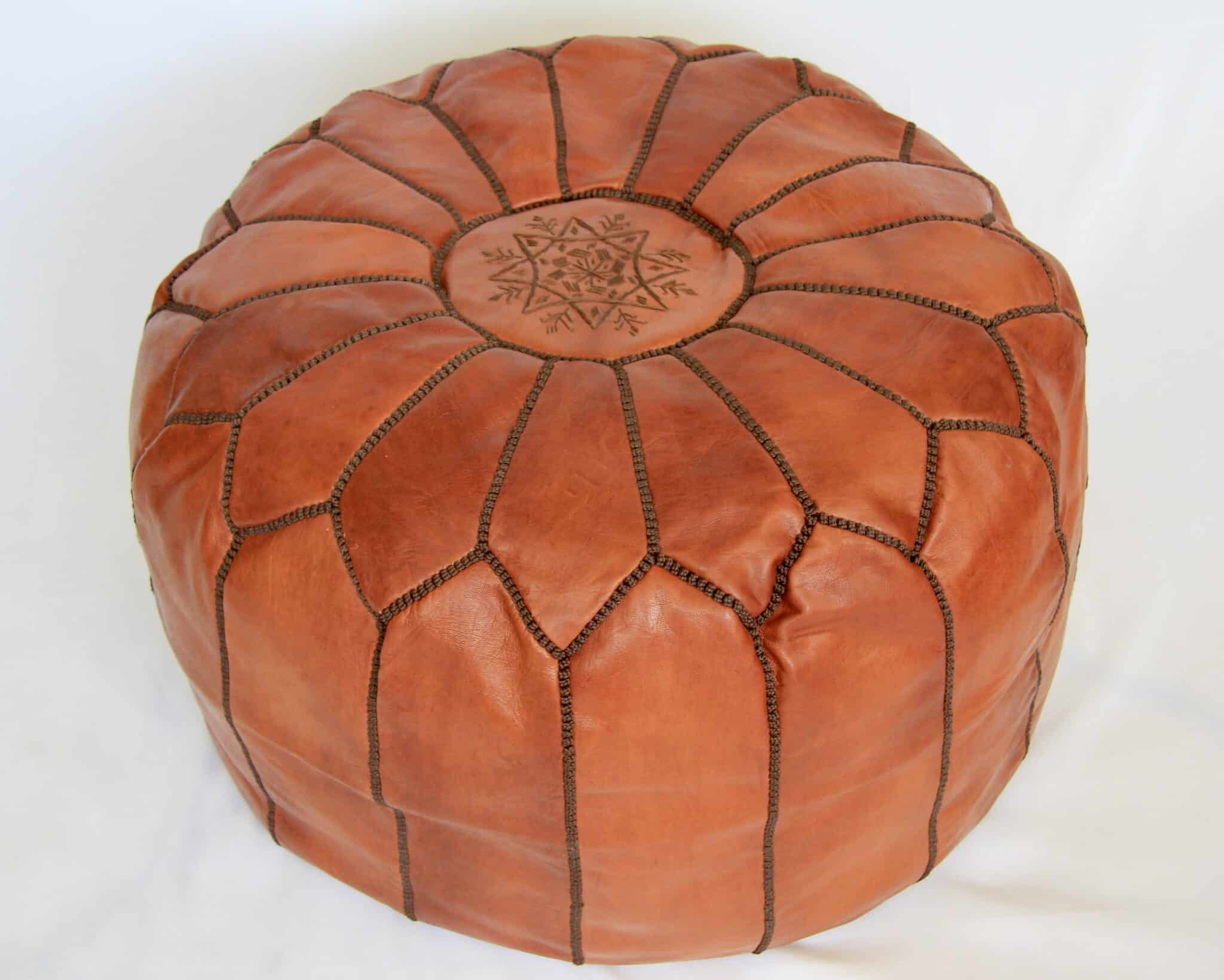 Stor læderpuf, cognac 1 Stor læderpuf, cognac