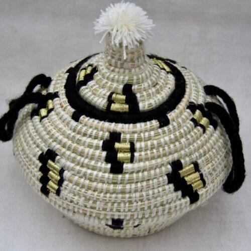 Opbevaringskurv med låg sort hank - RIET.