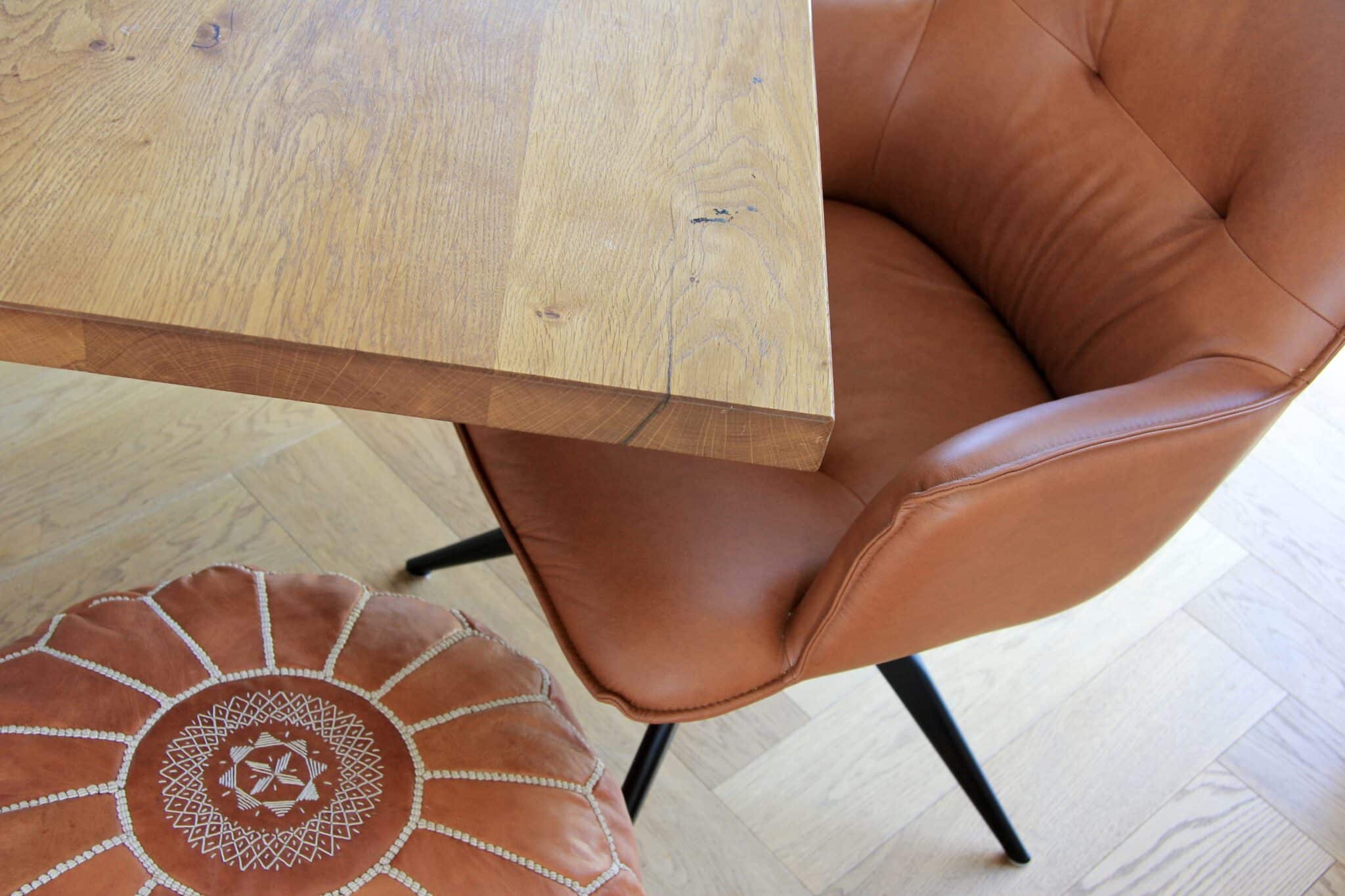 Læderpuf mønster, cognac 5 Læderpuf mønster, cognac - Image 5