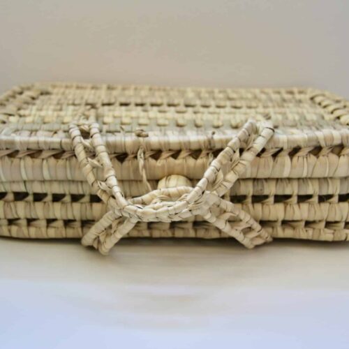 Raffia kurv med låg - natur