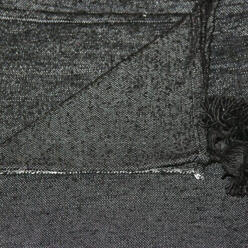 Marokkansk pom pom tæppe - sort 148 x 175 cm